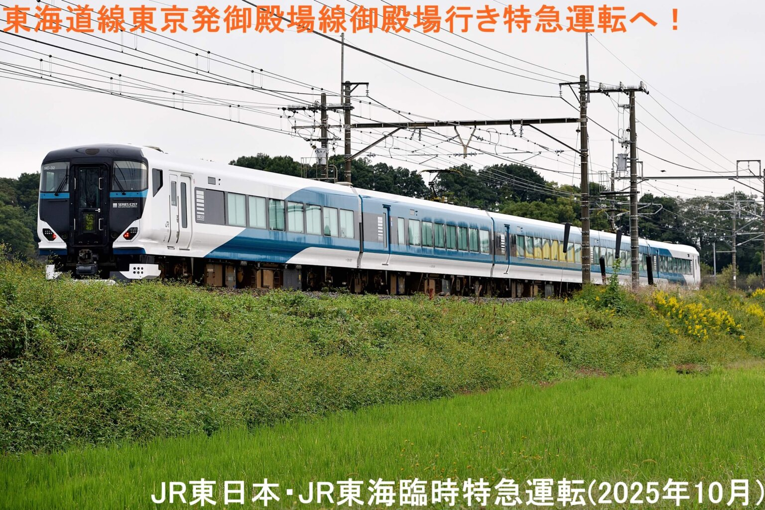 도카이도선 도쿄발 고텐바선 고텐바행 임시 특급열차 운행 확정! JR 동일본·JR 도카이 공동 운행 (2025년 10월)​