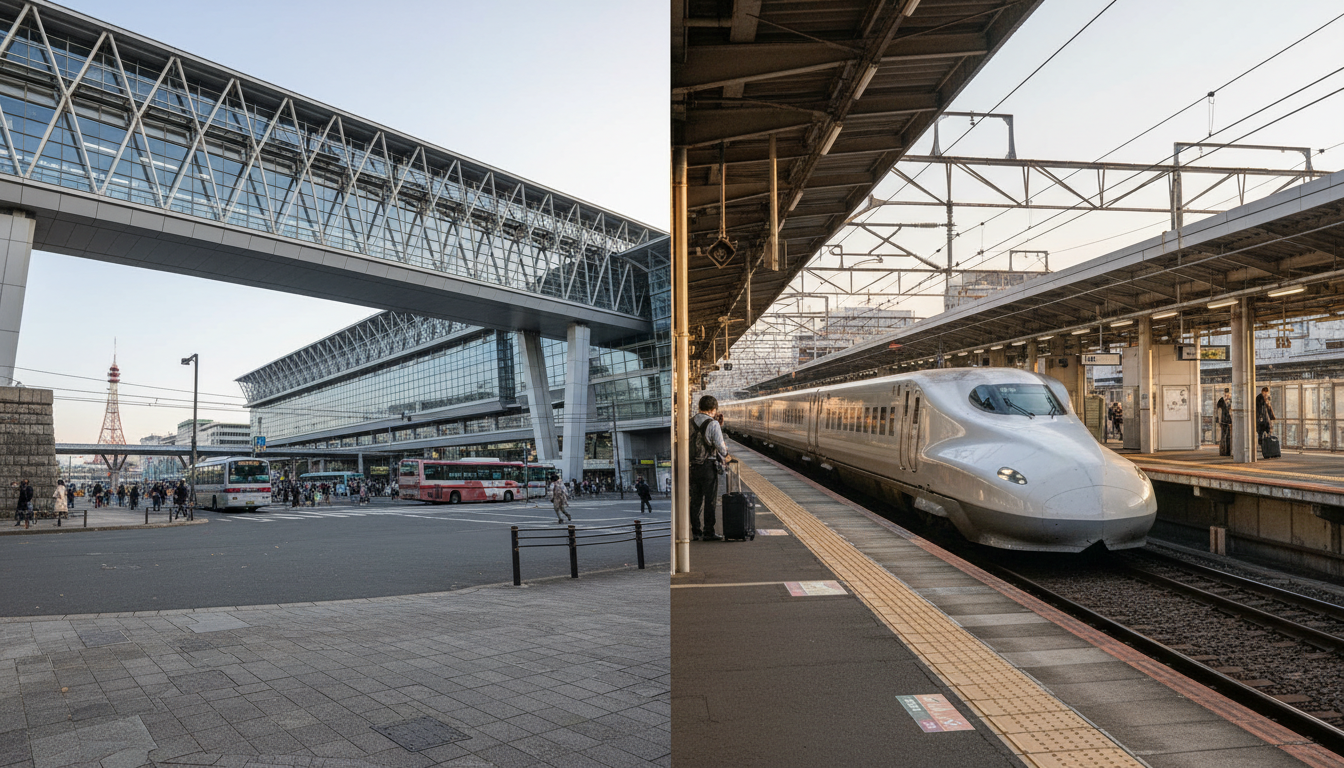 Photograph illustrating The Two Faces of Kyoto Station: Karasuma